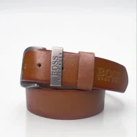 فروشگاه آقای چرمی-کمربند چرمی تک لایه مدل boss طرح سافت رنگ عسلی