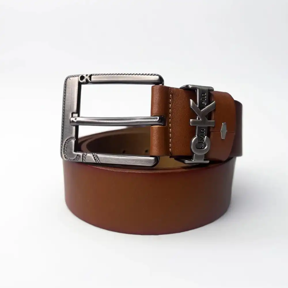 فروشگاه آقای چرمی-کمربند چرمی تک لایه مدل کلوین کلاین طرح سافت رنگ قهوه ای